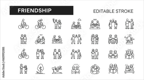 Friendship icons people activities relationships and togetherness