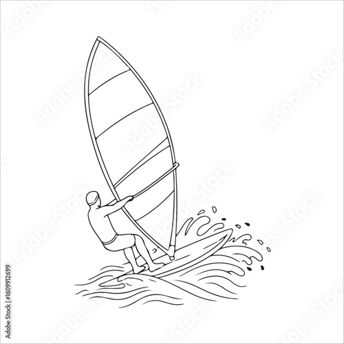 Windsurfer on a wave with a large sail windsurfing