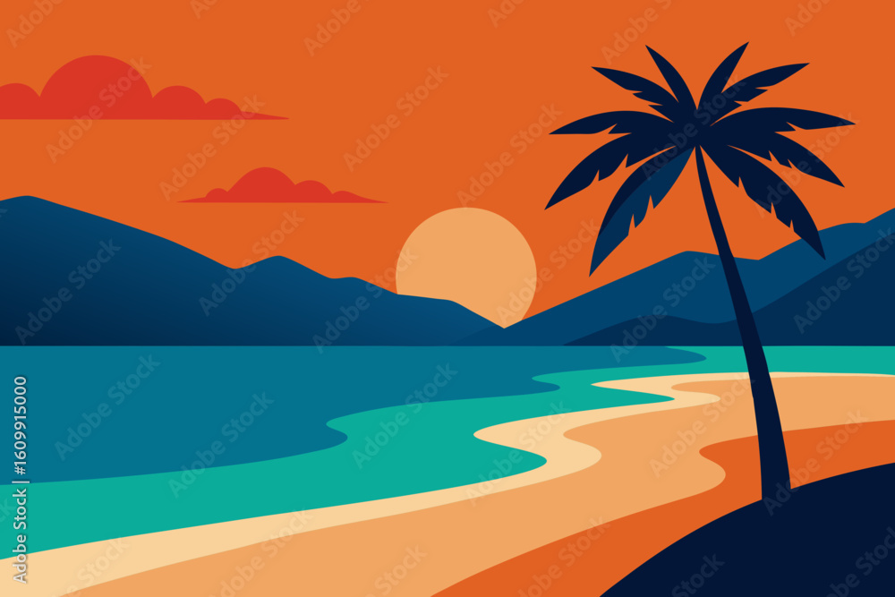 Obraz premium tropical beach with palm trees