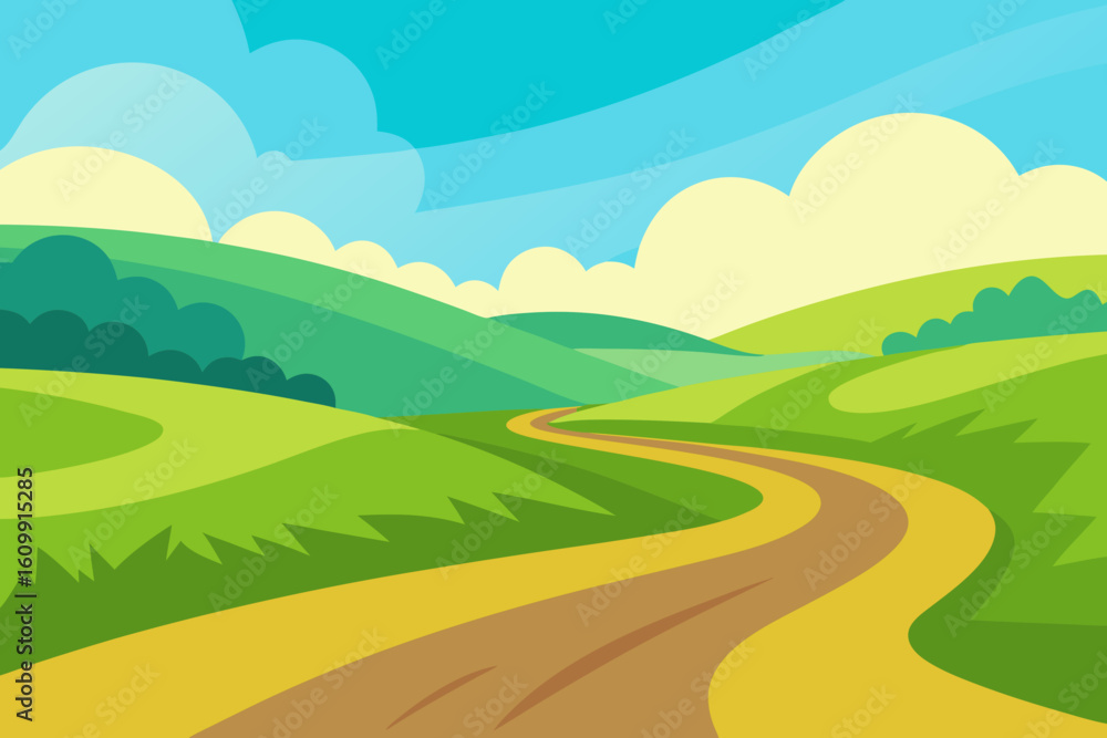 Obraz premium Expansive And Colorful 2D Cartoon Background Scene Of Nature