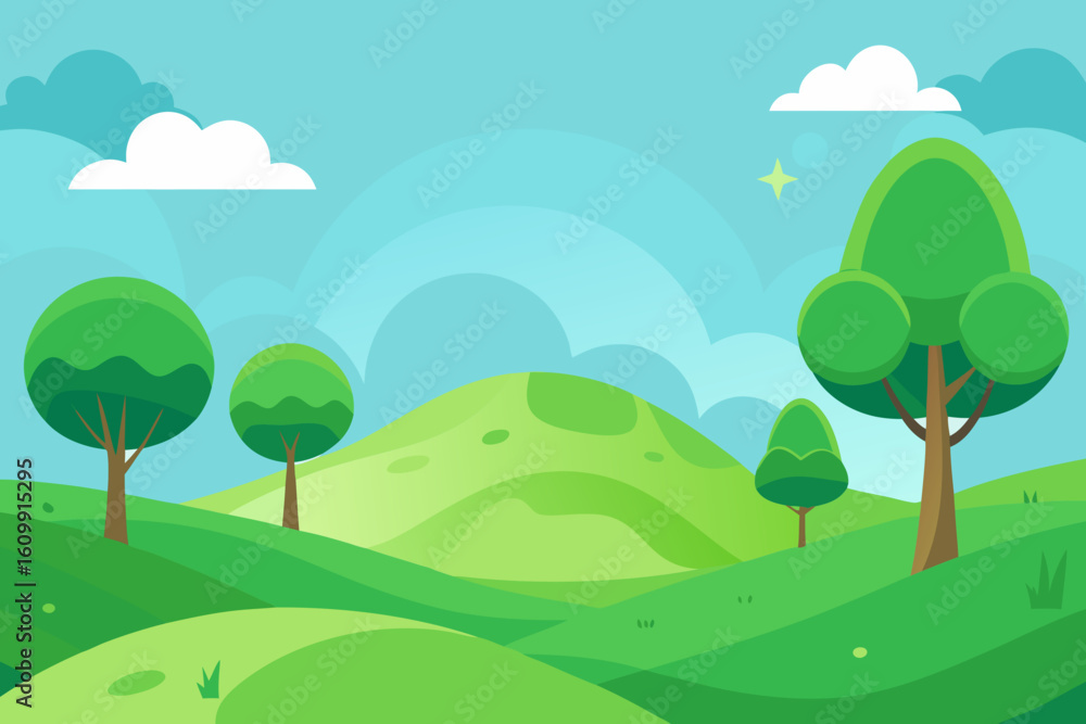 Fototapeta premium Enchanting Illustration Of A Whimsical Nature Background Scene
