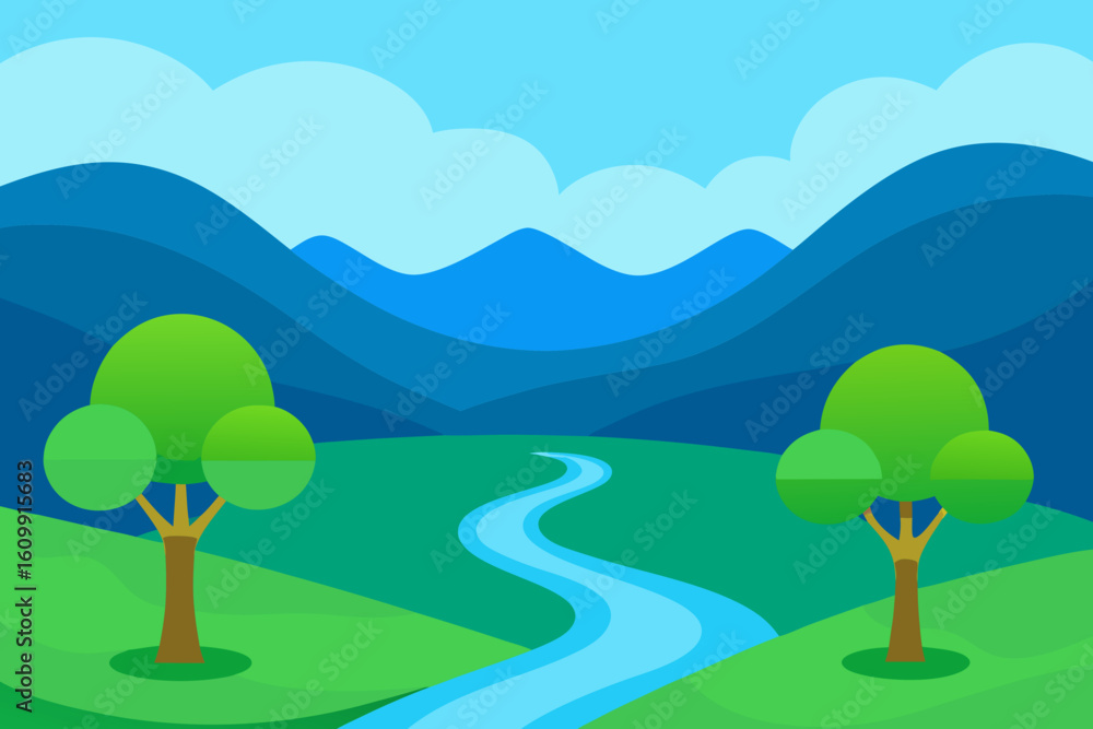 Obraz premium Beautifully Stylized Illustrative Background Scene For Digital Art