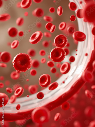 red blood cells move through a blood vessel