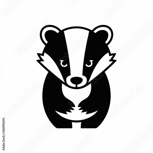Badger Icon in Black and White Design