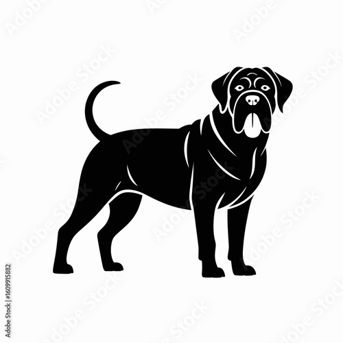 Black Dog Silhouette on White Background