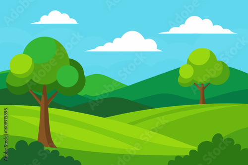 Lush Picturesque Countryside View Created Beautiful Natural Landscape