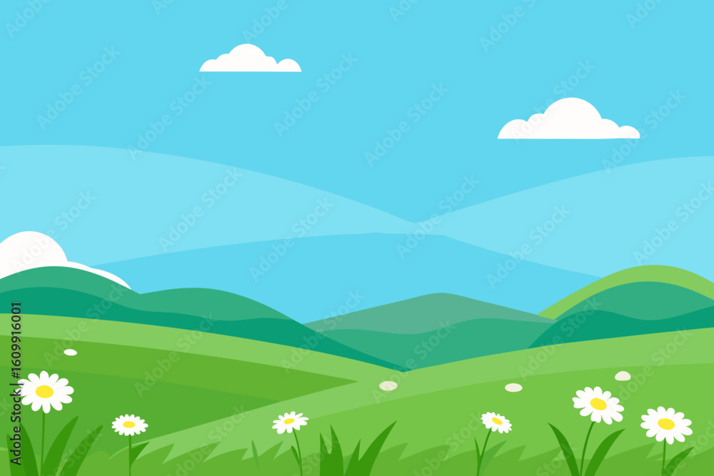 Fototapeta premium Serene Vector Art Background Scene Depicting Peaceful Natural Environment