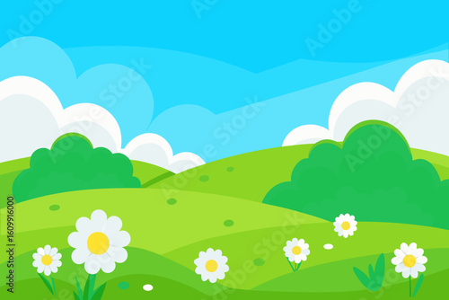 Vibrant 2D Cartoon Background Scene Illustration Dynamic Playful Kids Art