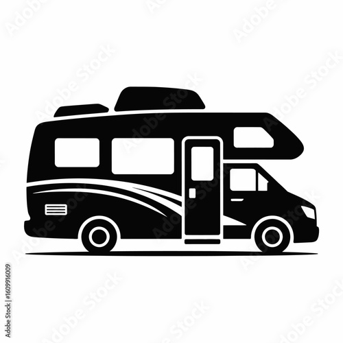 Black Silhouette of a Recreational Vehicle