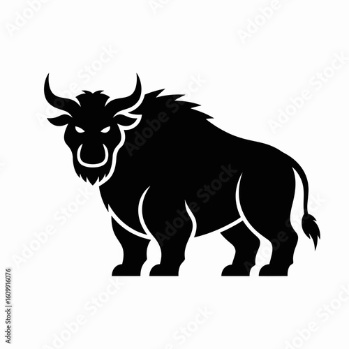 Bold Black Bull Silhouette Design