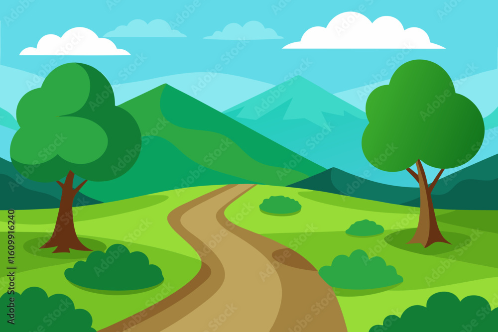 Fototapeta premium Enchanting Vector Art Illustration Expansive Magical Scenic Landscape