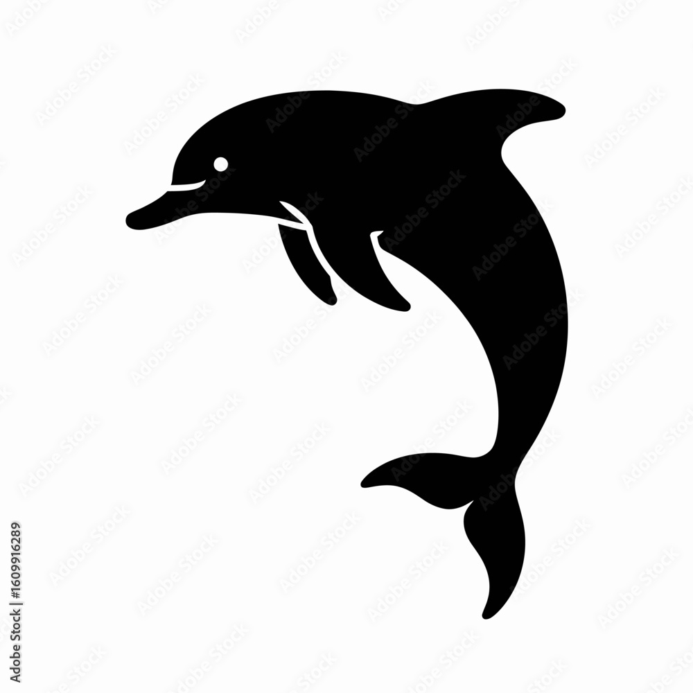 Fototapeta premium Dolphin Silhouette on White Background