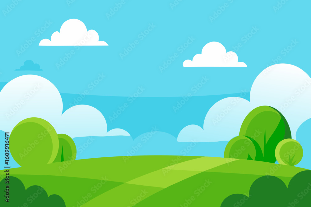 Fototapeta premium Cheerful 2D Cartoon Background Scene Playful Vibrant Illustration Design