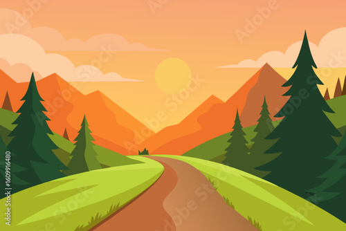 Idyllic Landscape Illustration Blend Vector Art Serene Natural Environment