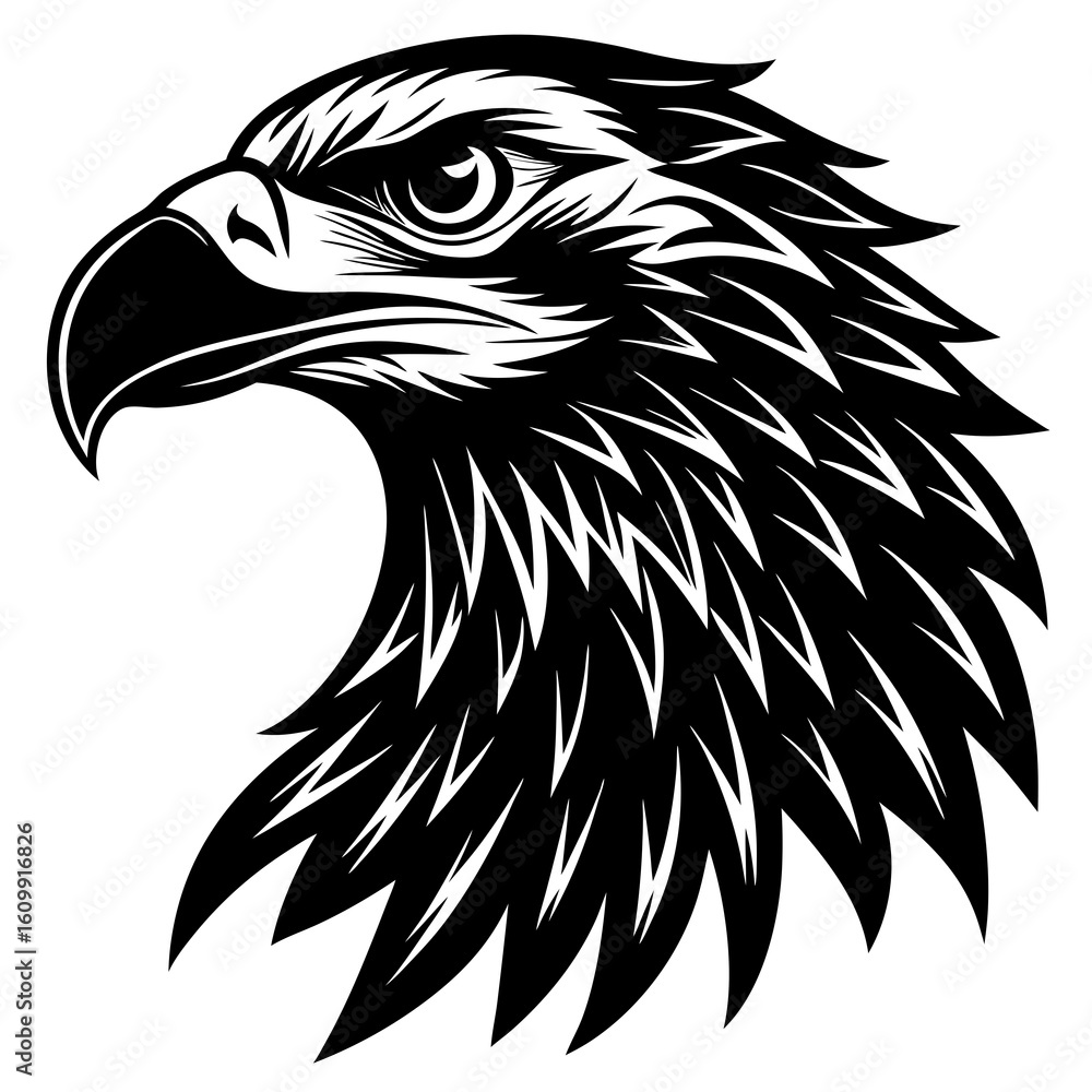 Fototapeta premium eagle head vector illustration on white background 