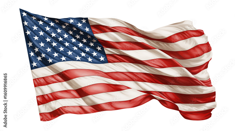 Obraz premium Waving American flag graphic representing patriotism, freedom, and national pride for design projects