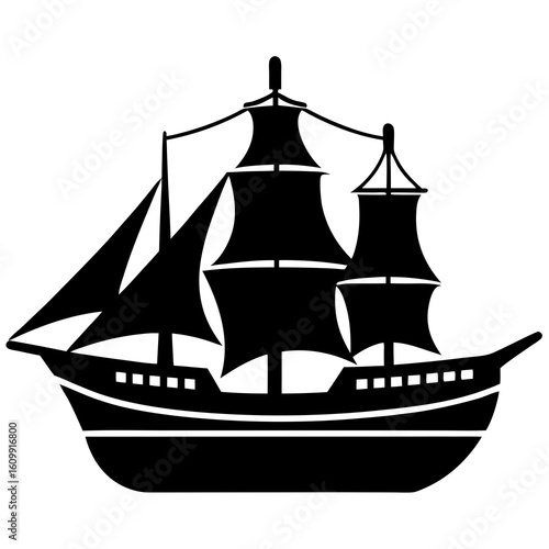 set of sailing ships vector on white background 