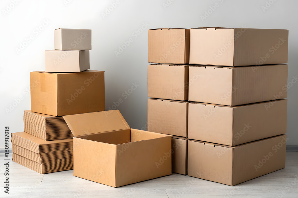 stacked Cardboard Boxes on Minimalist Floor stacked Cardboard Boxes on Minimalist Floor