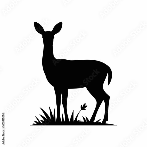 Silhouette of a Deer in Grass Illustration