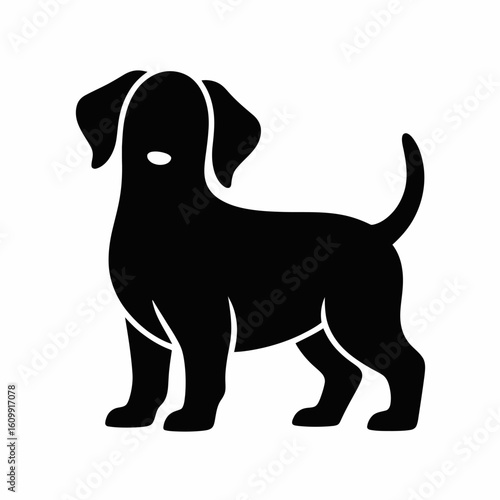 Silhouette of a Standing Dog in Black
