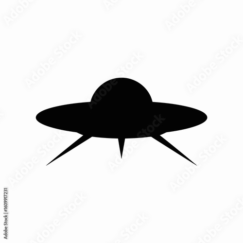 UFO Silhouette Icon on White Background