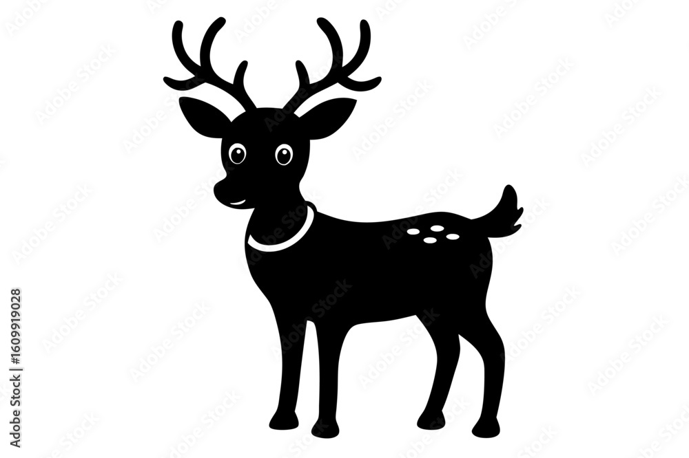 Fototapeta premium Isolated vector illustration of a wild deer or reindeer silhouette with antlers, perfect for nature, hunting, or Christmas designs