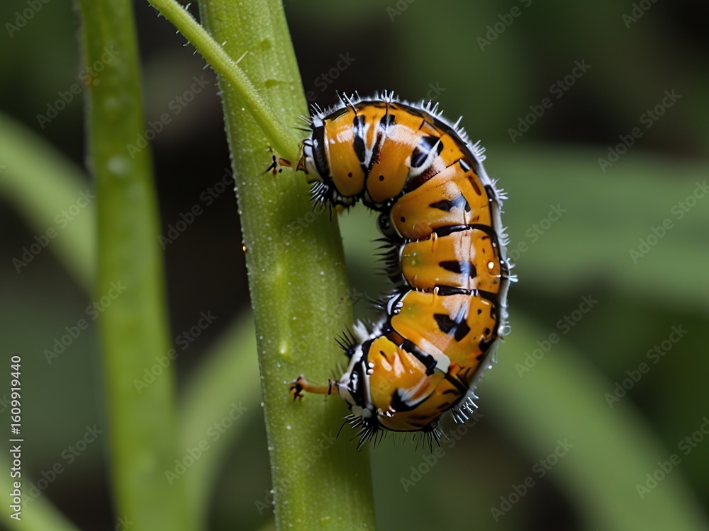 Fototapeta premium moth caterpillar on leaf