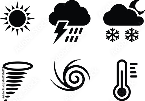 Collection of weather icons representing different atmospheric conditions