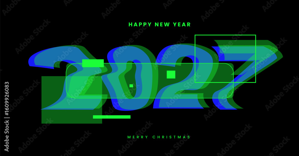 custom made wallpaper toronto digitalRetro 2027 New Year logo. Modern creativity design for tech presentations, greeting card, invitation, calendar, social media, poster, banner, cover in 2027 trends. Vector illustration.