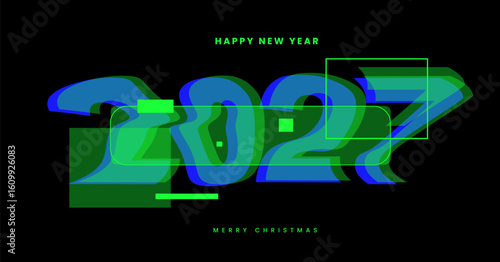 Wallpaper Mural Retro 2027 New Year logo. Modern creativity design for tech presentations, greeting card, invitation, calendar, social media, poster, banner, cover in 2027 trends. Vector illustration. Torontodigital.ca