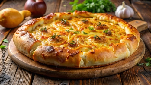 Fugazzeta
Argentinian stuffed pizza with cheese-filled dough, caramelized onions, thick golden crust