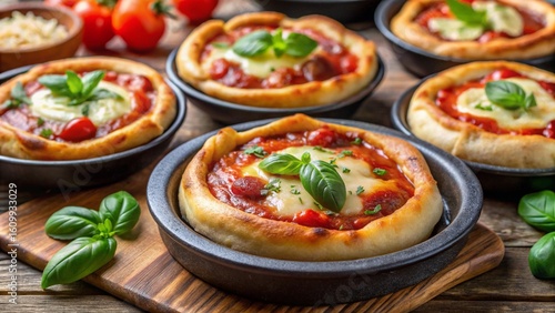 Pizza al Padellino
Mini deep-pan pizza, thick soft dough, tomato sauce, mozzarella, baked until crisp.