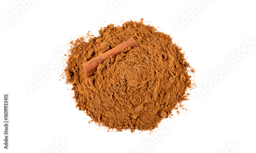 Cinnamon stick and powder isolated on transparent background