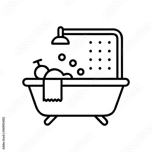Bathtub shower icon illustration