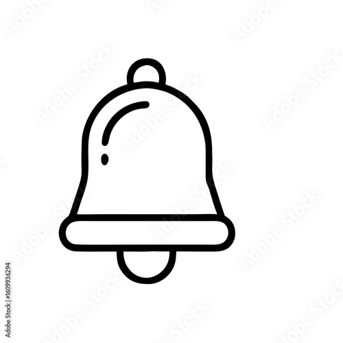 Illustration of a simple black and white bell with a rounded outline style