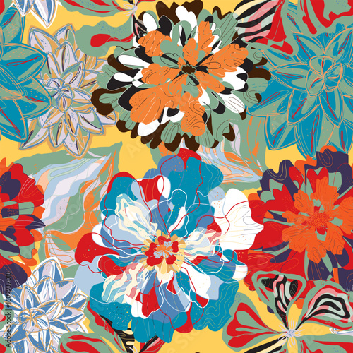 seamless pattern, natural motifs. background wallpaper, packaging, fabric
