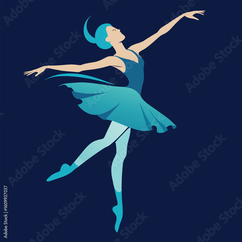 a ballerina mid-pose. Ideal for art, performance, and elegance-themed designs 