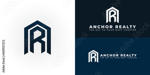A contemporary letter AR logo for Real Estate and Property Management that features a stylized house shape with clean lines. The design conveys a sense of professionalism, trust, and reliability.