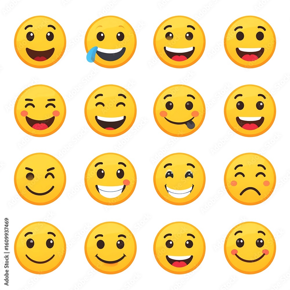 Fototapeta premium Collection of diverse smiley faces