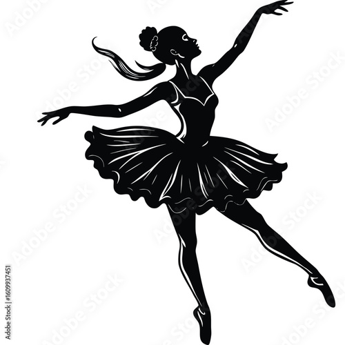 a ballerina mid-pose. Ideal for art, performance, and elegance-themed designs 
