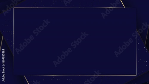 Blue and golden decorative frame with sparkles on a vibrant background. Ideal for elegant designs, invitations, certificates, and digital art.