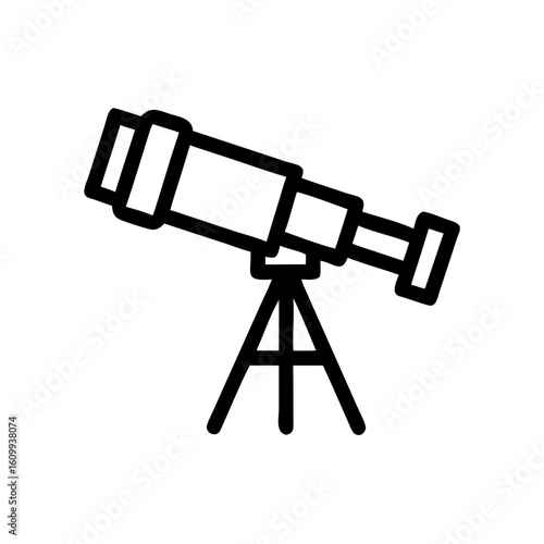 Vector icon of a spyglass telescope on a tripod