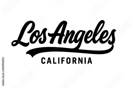 Los Angeles, California is stylishly represented in a classic black and white design. USA city vector badge – flat style design emblem label sticker, transparent background