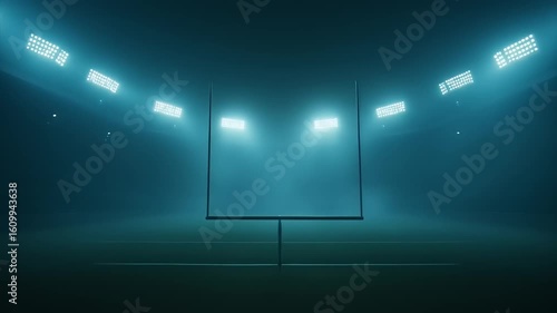 Night Football Field with Goalpost Lights.