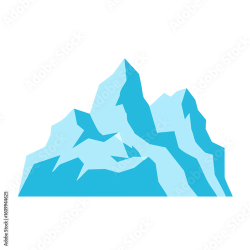 Vector illustration of glacier ice block flat on white background, environment