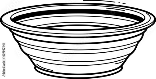 Collapsible silicone bowl in hand-drawn style