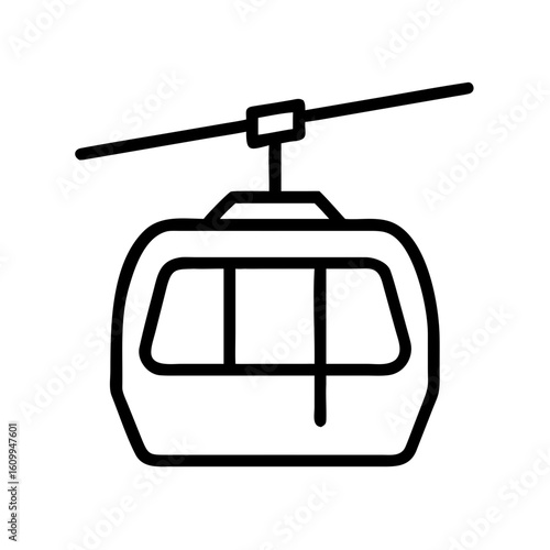 Funicular transportation system outline in minimalist style  