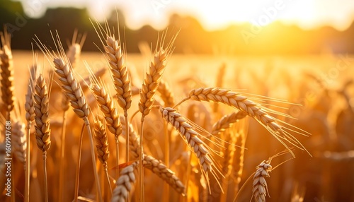 Fototapeta Naklejka Na Ścianę i Meble -  Golden wheat field at sunset (4)