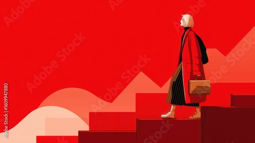 Woman ascending steps