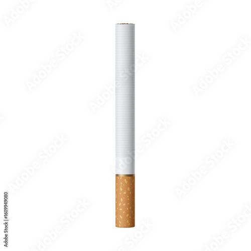 Single unlit cigarette on transparent background